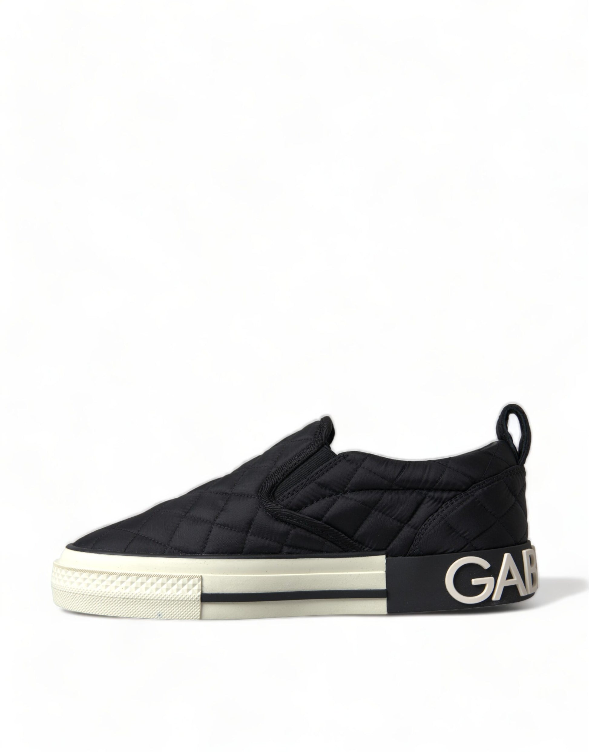 Dolce & Gabbana Black Quilted Slip On Low Top Sneakers Shoes Dolce & Gabbana