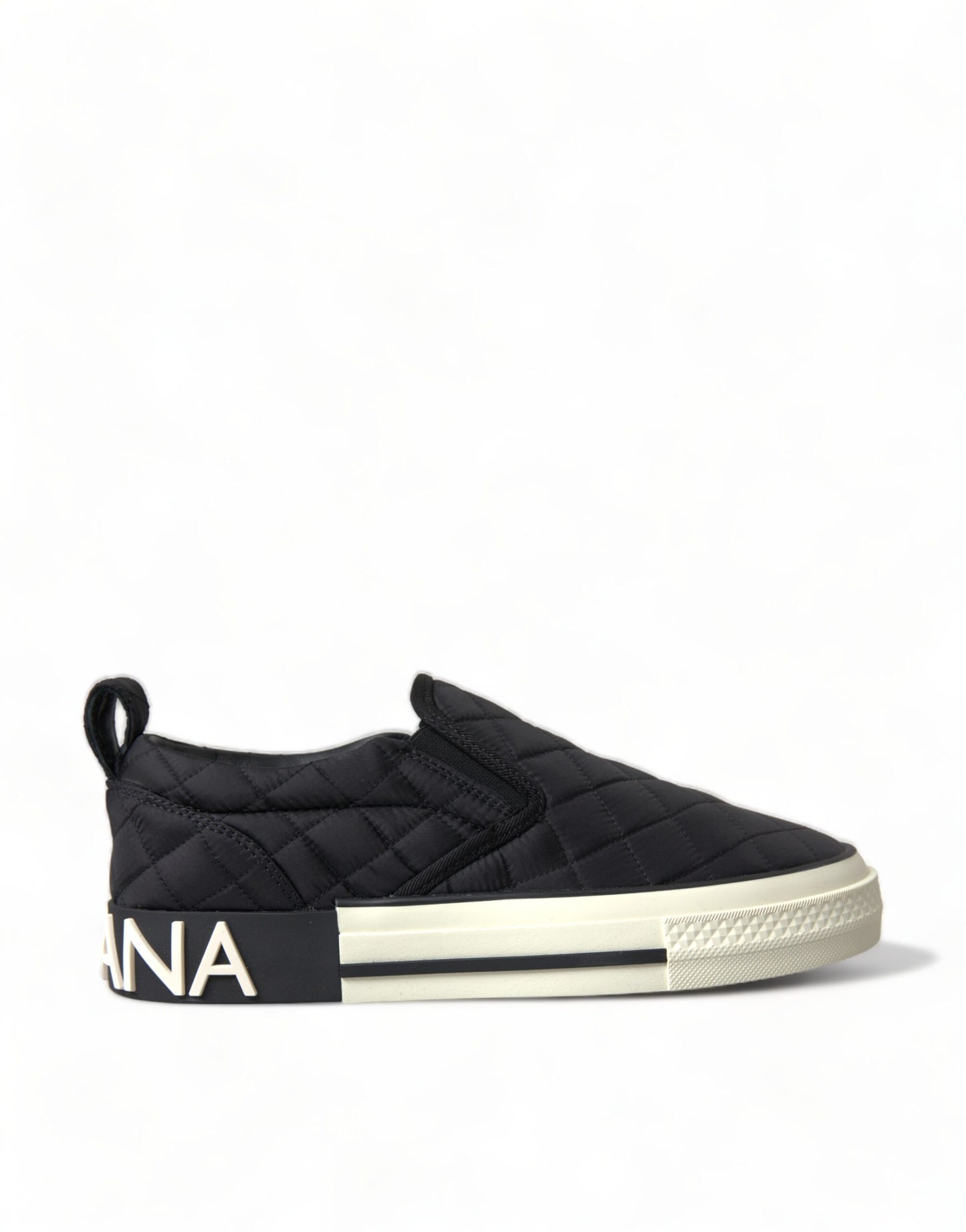 Dolce & Gabbana Black Quilted Slip On Low Top Sneakers Shoes Dolce & Gabbana