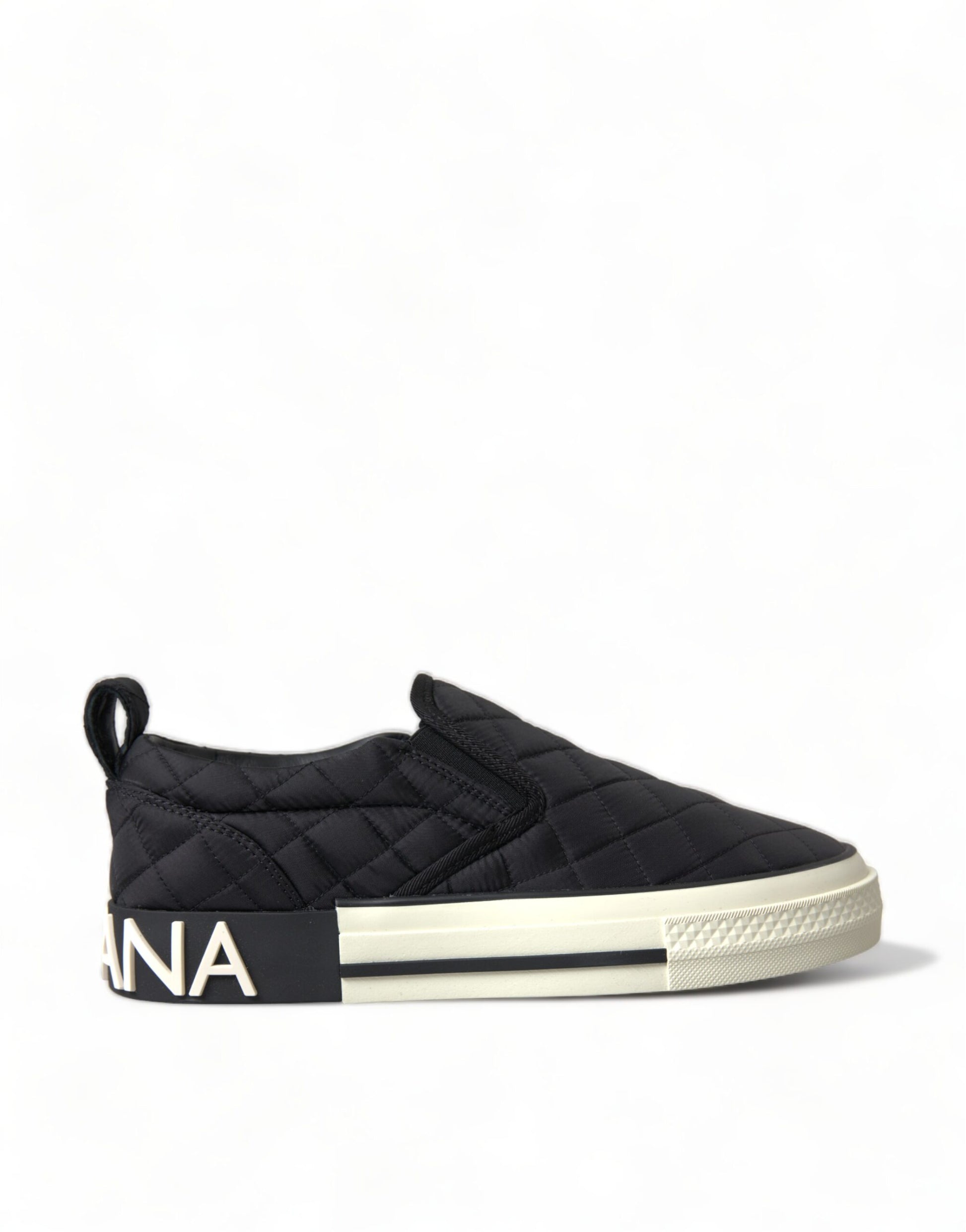 Dolce & Gabbana Black Quilted Slip On Low Top Sneakers Shoes Dolce & Gabbana