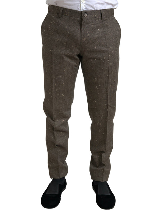 Dolce & Gabbana Brown Wool Dress Skinny Men Trouser Pants Dolce & Gabbana