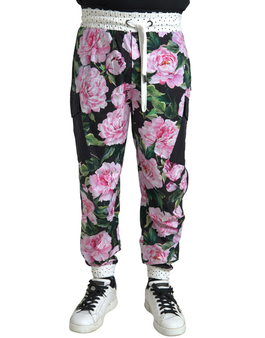 Dolce & Gabbana Multicolor Peony Joggers Cotton Men Pants Dolce & Gabbana