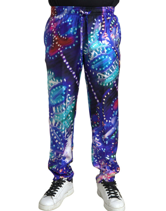 Dolce & Gabbana Multicolor Printed Silk Men Trouser Pants Dolce & Gabbana