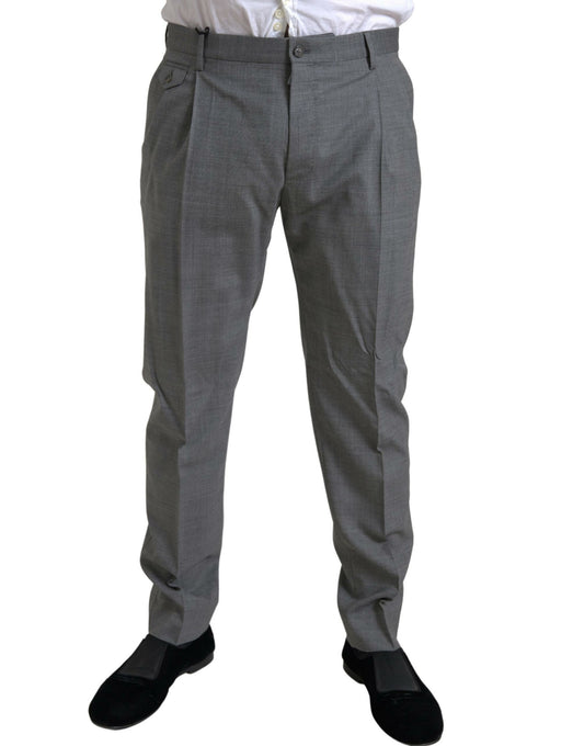 Dolce & Gabbana Gray Wool Chino Skinny Men Dress Trouser Pants Dolce & Gabbana