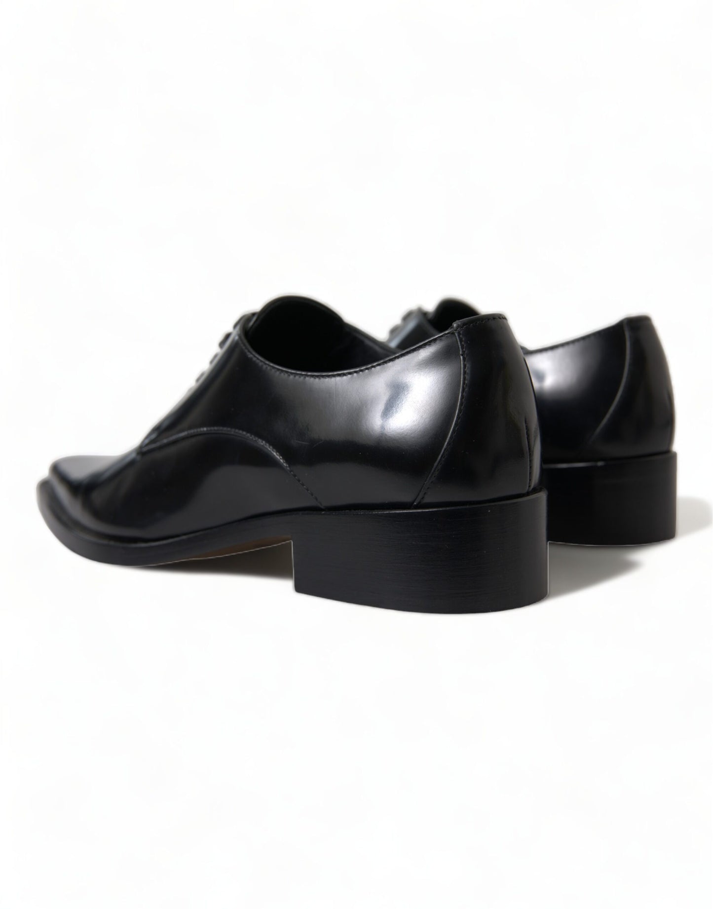 Dolce & Gabbana Black Leather Lace Up Formal Flats Shoes Dolce & Gabbana