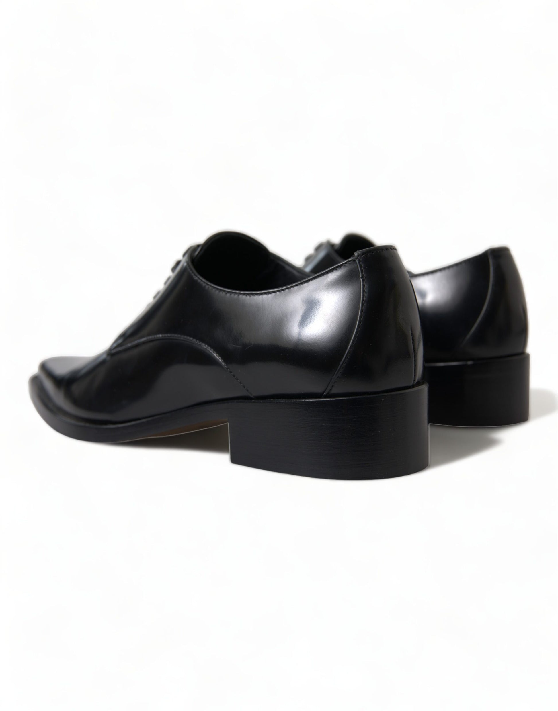 Dolce & Gabbana Black Leather Lace Up Formal Flats Shoes Dolce & Gabbana