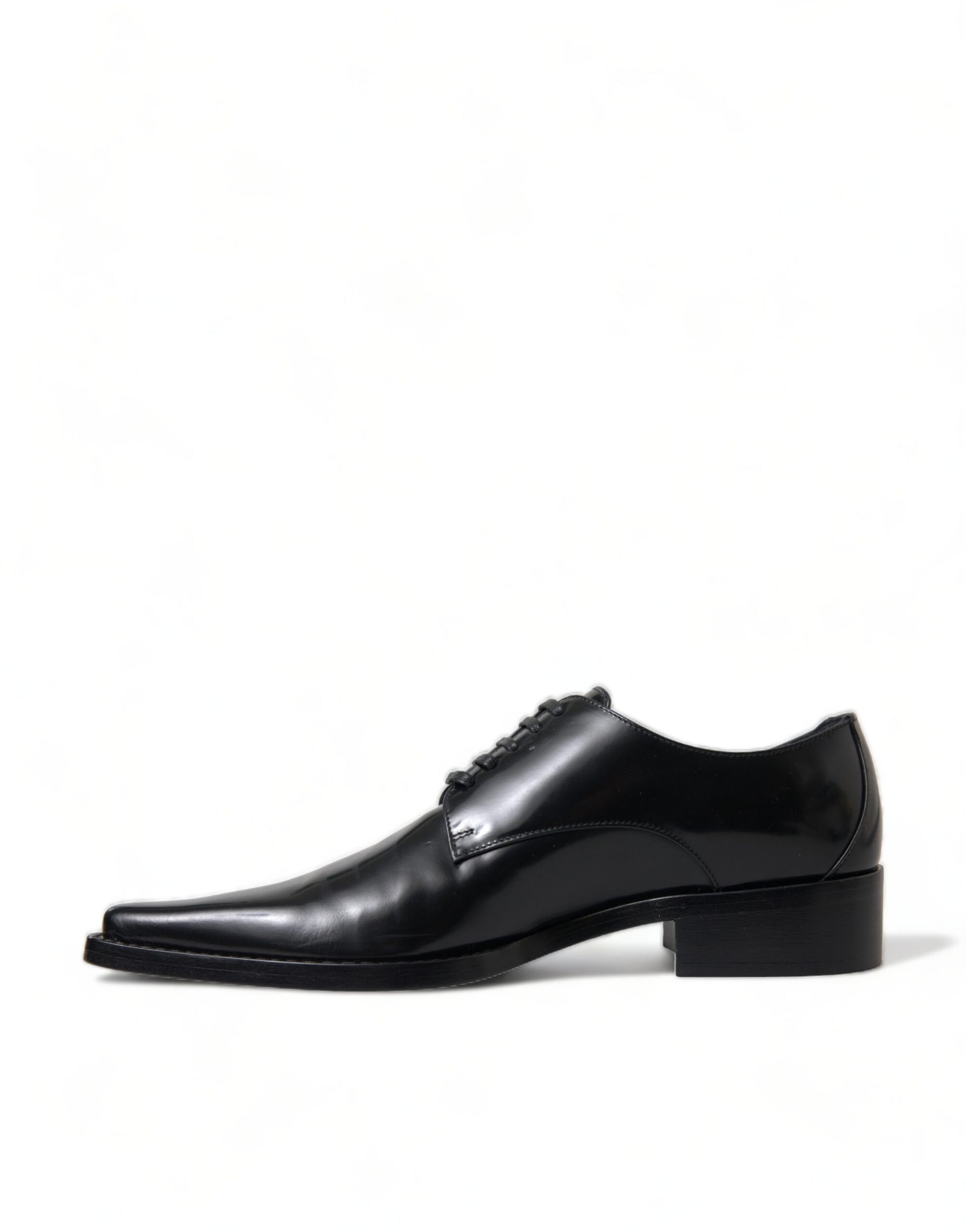 Dolce & Gabbana Black Leather Lace Up Formal Flats Shoes Dolce & Gabbana
