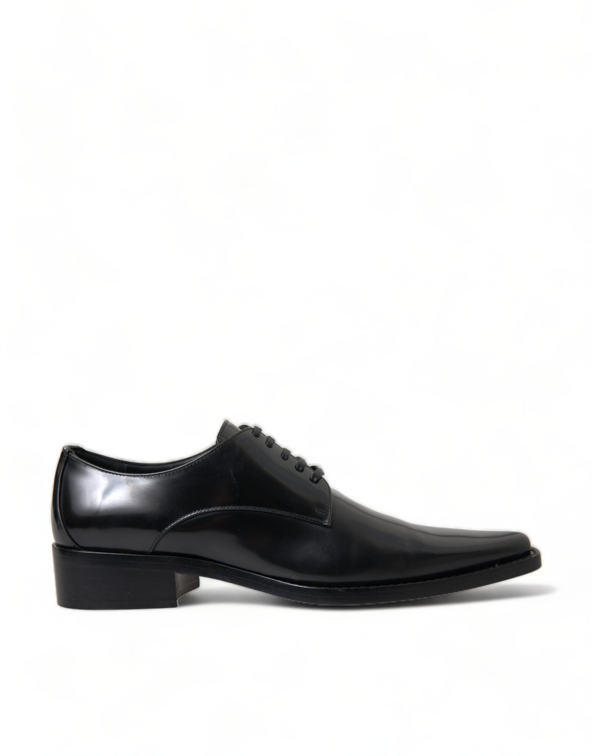 Dolce & Gabbana Black Leather Lace Up Formal Flats Shoes Dolce & Gabbana