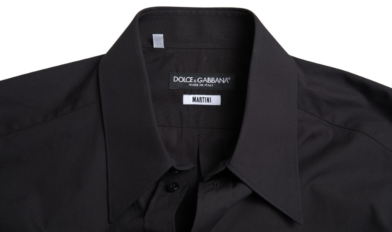 Dolce & Gabbana Black Cotton Men Long Sleeves MARTINI Shirt Dolce & Gabbana