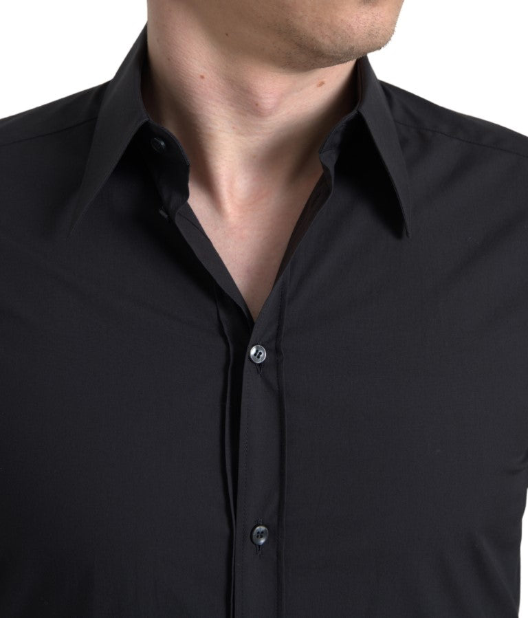 Dolce & Gabbana Black Cotton Men Long Sleeves MARTINI Shirt Dolce & Gabbana