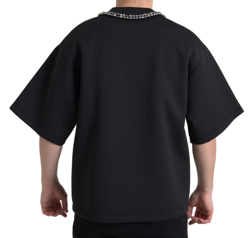 Dolce & Gabbana Black Necklace Embellished Polyester T-shirt Dolce & Gabbana