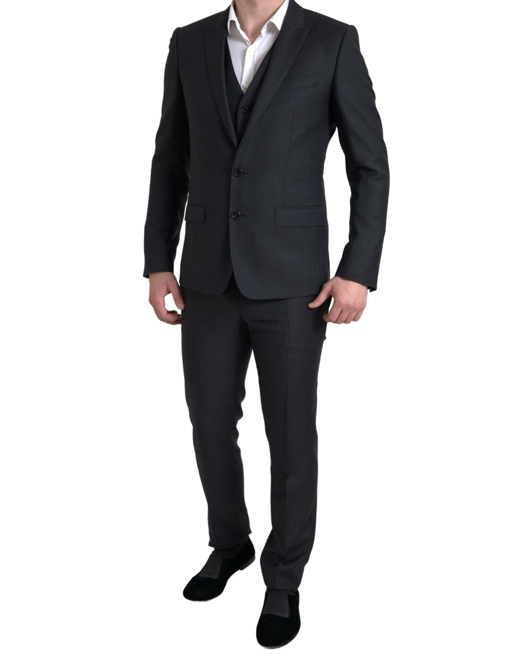 Dolce & Gabbana Dark Gray 3 Piece Single Breasted MARTINI Suit - Eljoys Fashion 