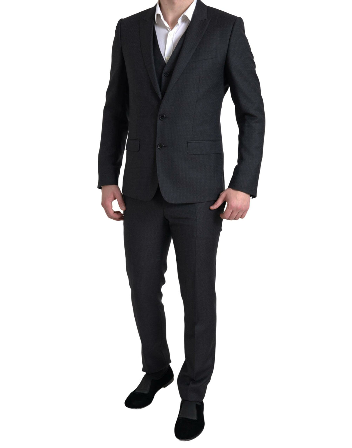 Dolce & Gabbana Dark Gray 3 Piece Single Breasted MARTINI Suit - Eljoys Fashion 