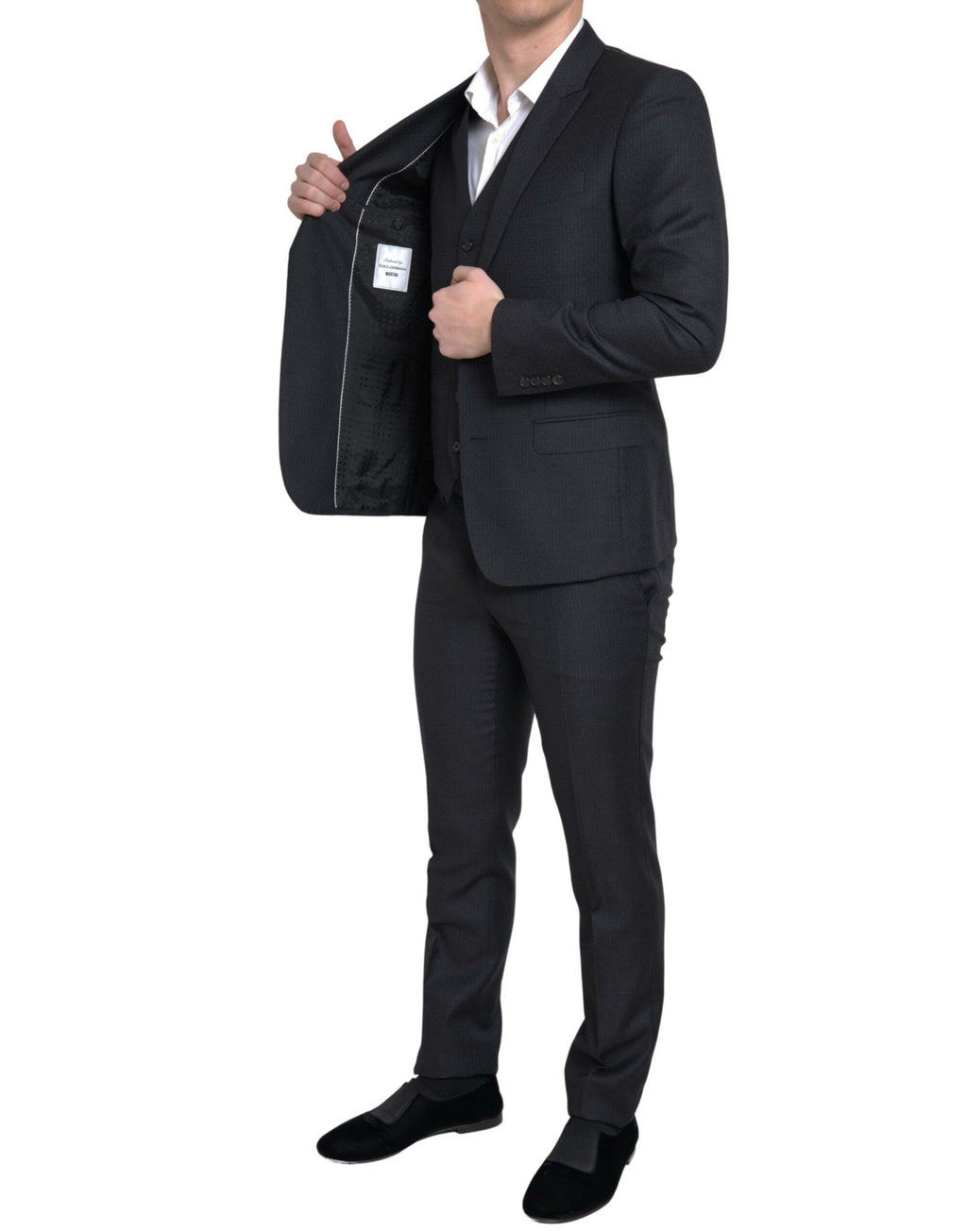Dolce & Gabbana Dark Gray 3 Piece Single Breasted MARTINI Suit - Eljoys Fashion 