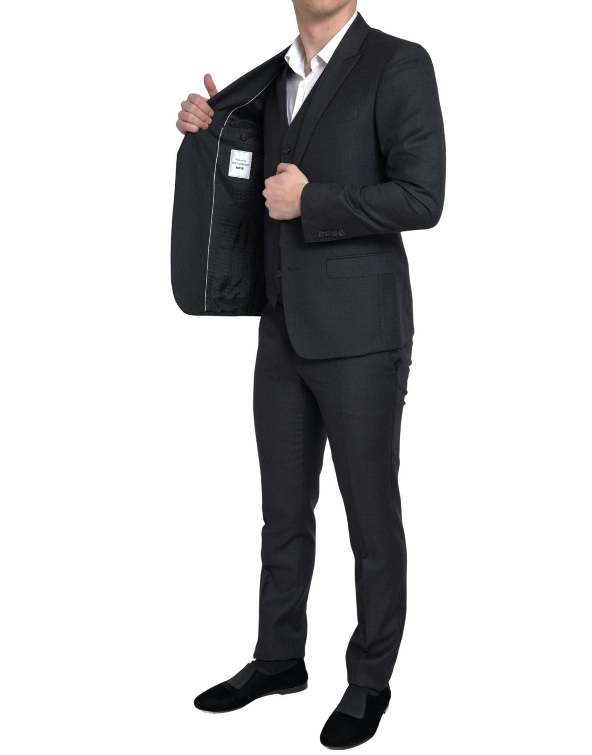 Dolce & Gabbana Dark Gray 3 Piece Single Breasted MARTINI Suit - Eljoys Fashion 