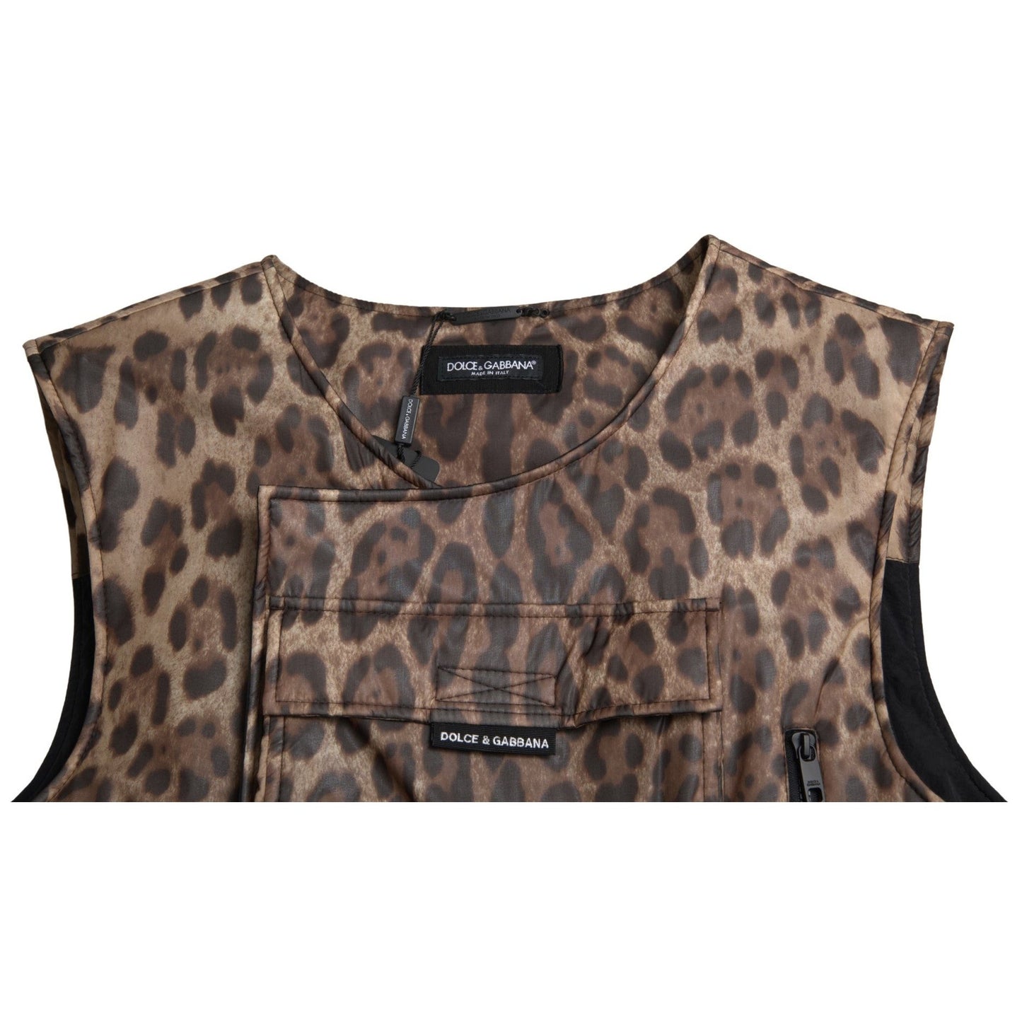 Dolce & Gabbana Brown Leopard Silk Sleeveless Sportswear Dolce & Gabbana