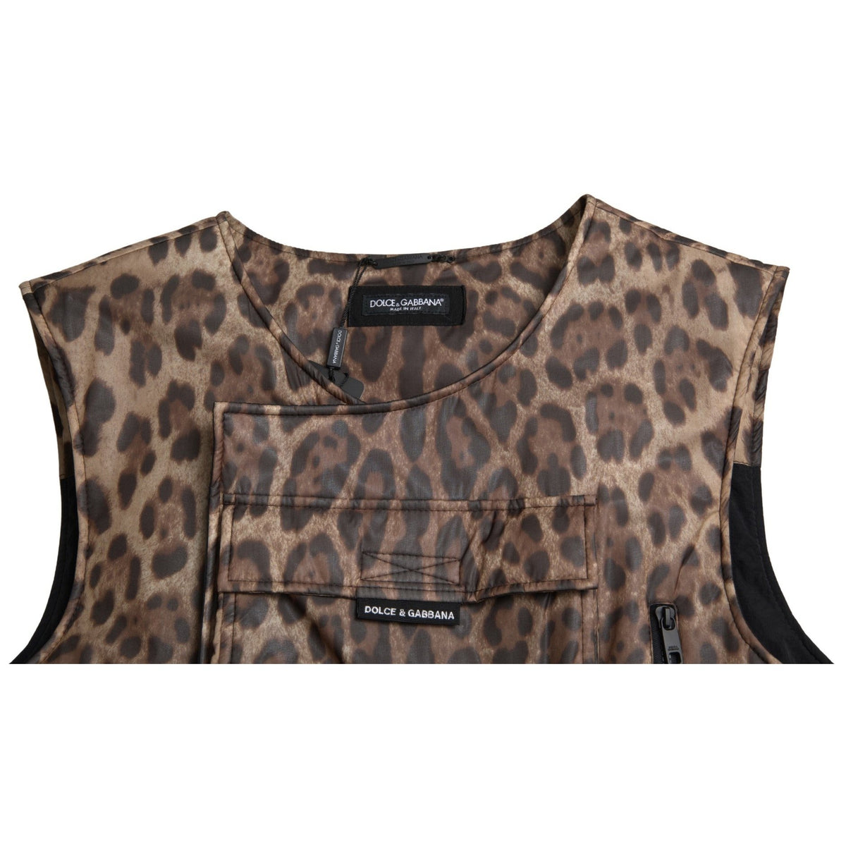 Dolce & Gabbana Brown Leopard Silk Sleeveless Sportswear