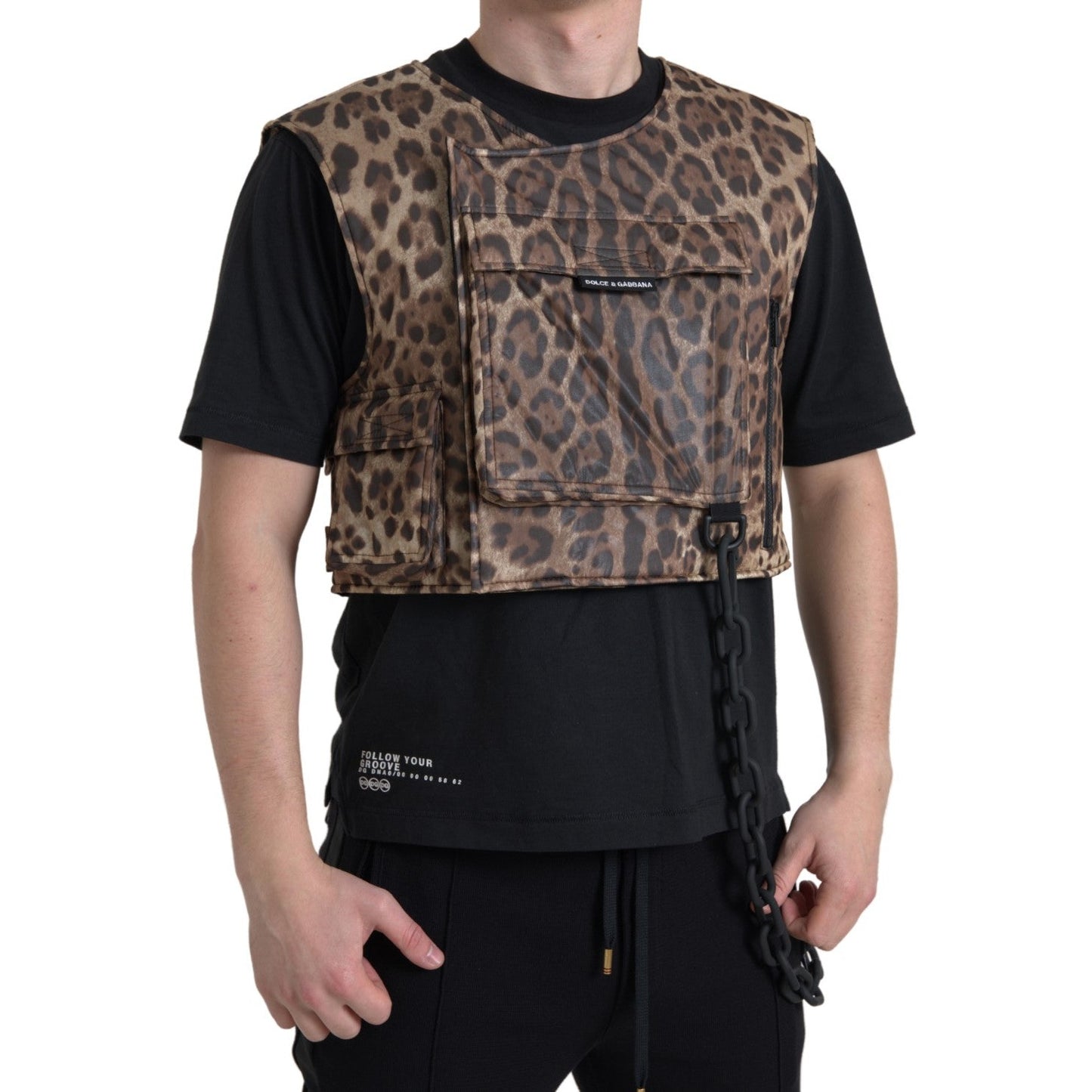 Dolce & Gabbana Brown Leopard Silk Sleeveless Sportswear Dolce & Gabbana