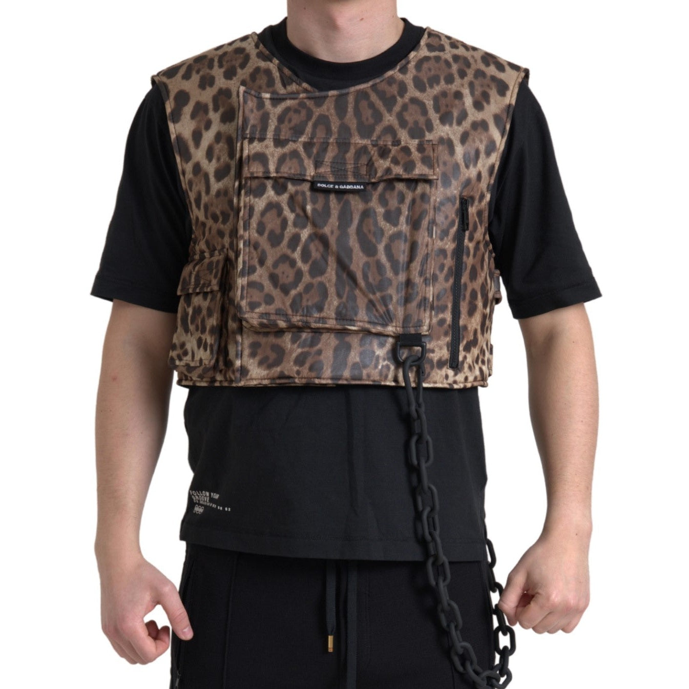 Dolce & Gabbana Brown Leopard Silk Sleeveless Sportswear Dolce & Gabbana