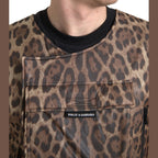 Dolce & Gabbana Brown Leopard Silk Sleeveless Sportswear
