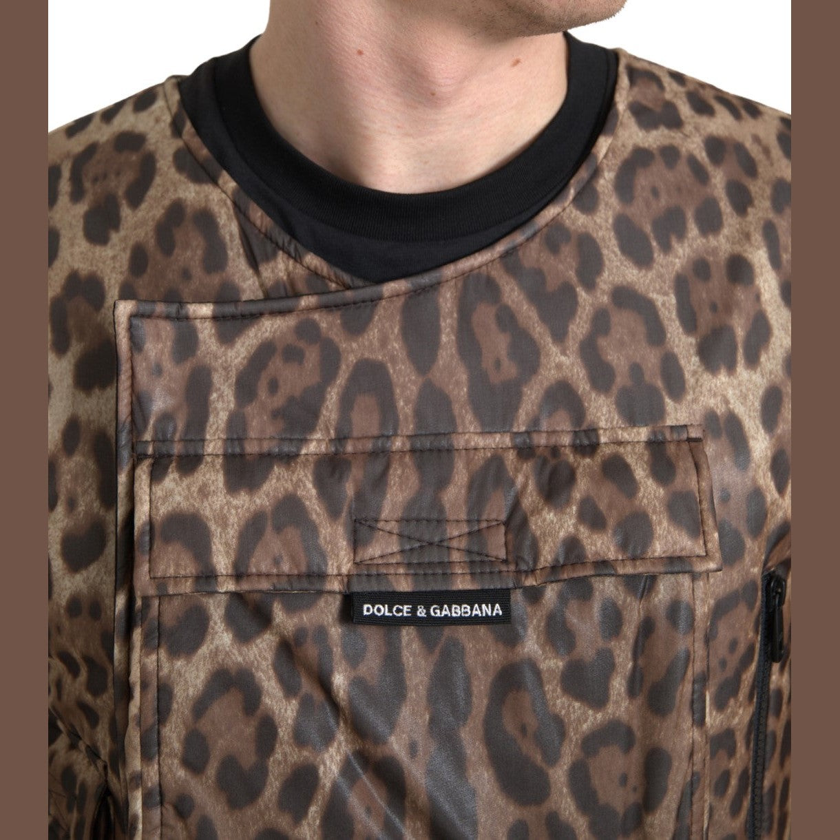 Dolce & Gabbana Brown Leopard Silk Sleeveless Sportswear Dolce & Gabbana