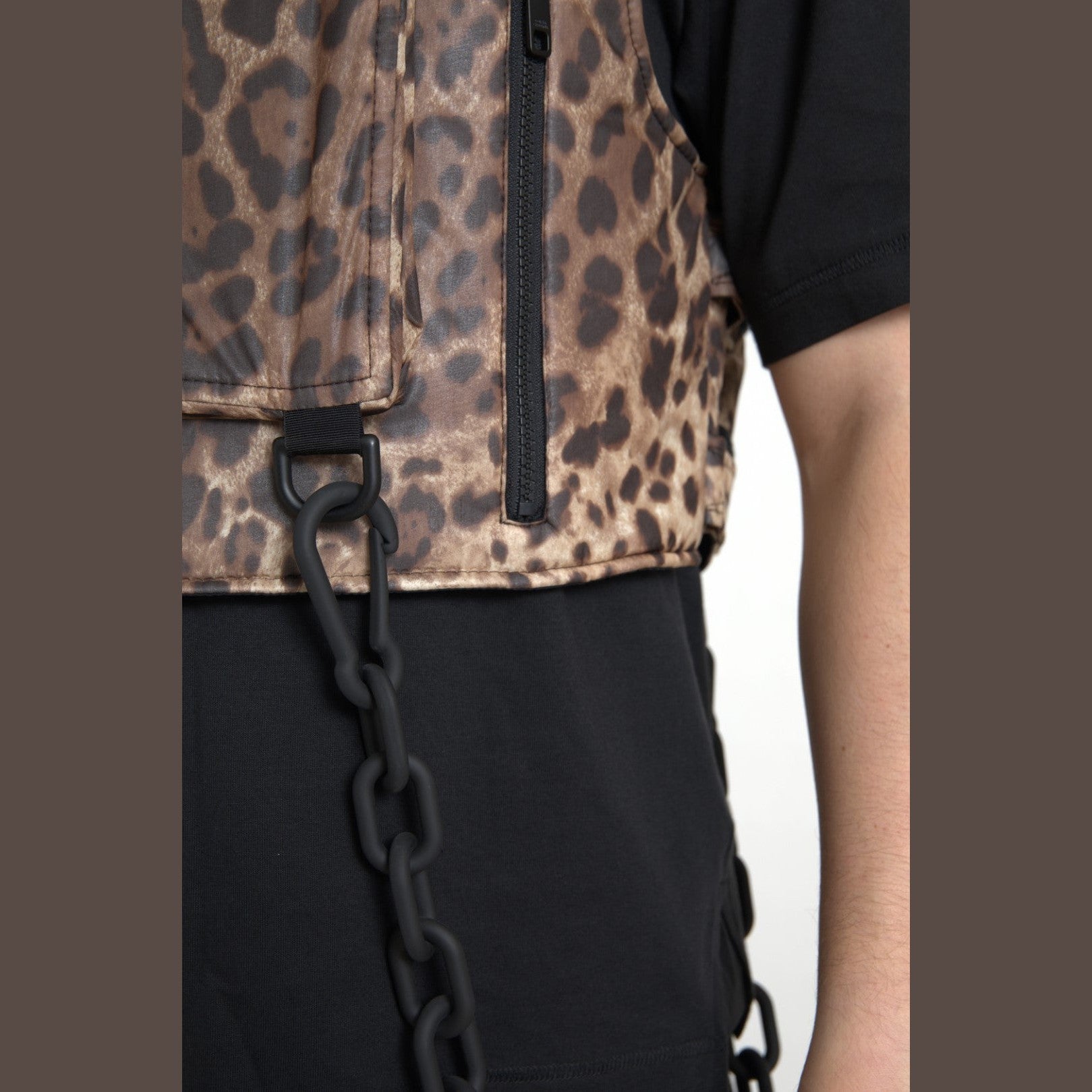 Dolce & Gabbana Brown Leopard Silk Sleeveless Sportswear Dolce & Gabbana