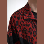 Dolce & Gabbana Red Leopard Nylon Full Zip Sweater