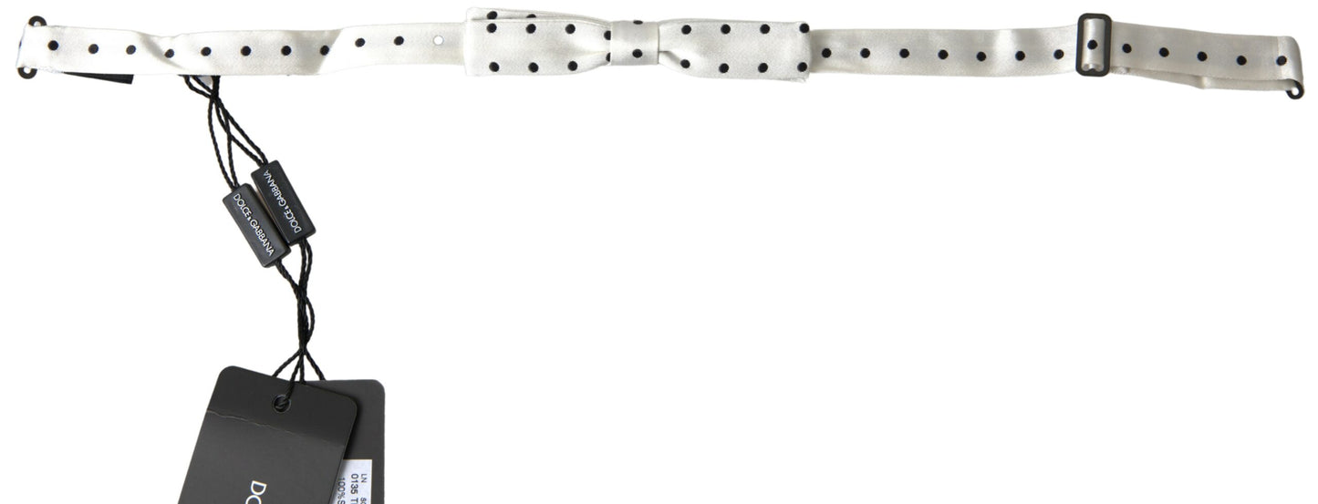 Dolce & Gabbana White Silk Polka Dot Adjustable Neck Men Bow Tie Dolce & Gabbana