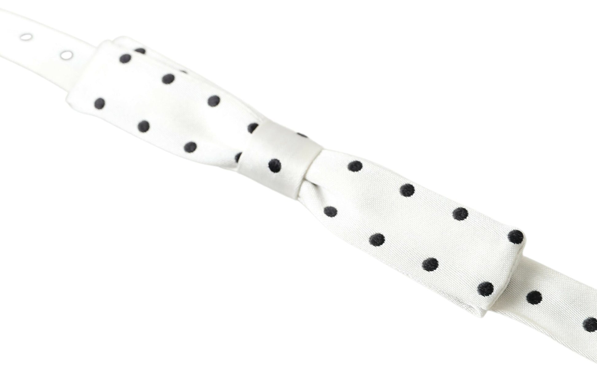 Dolce & Gabbana White Silk Polka Dot Adjustable Neck Men Bow Tie Dolce & Gabbana
