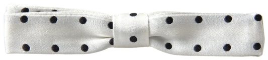 Dolce & Gabbana White Silk Polka Dot Adjustable Neck Men Bow Tie Dolce & Gabbana