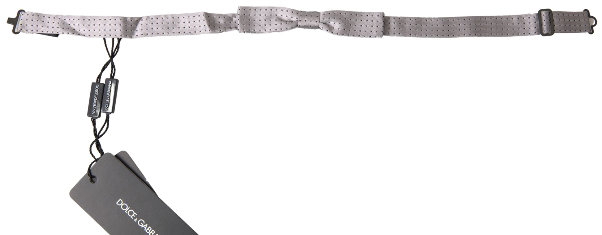 Dolce & Gabbana Gray Dotted Silk Adjustable Men Neck Papillon Bow Tie Dolce & Gabbana