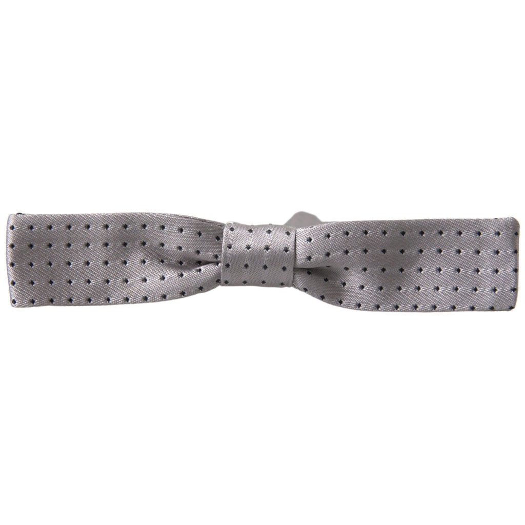 Dolce & Gabbana Gray Dotted Silk Adjustable Men Neck Papillon Bow Tie