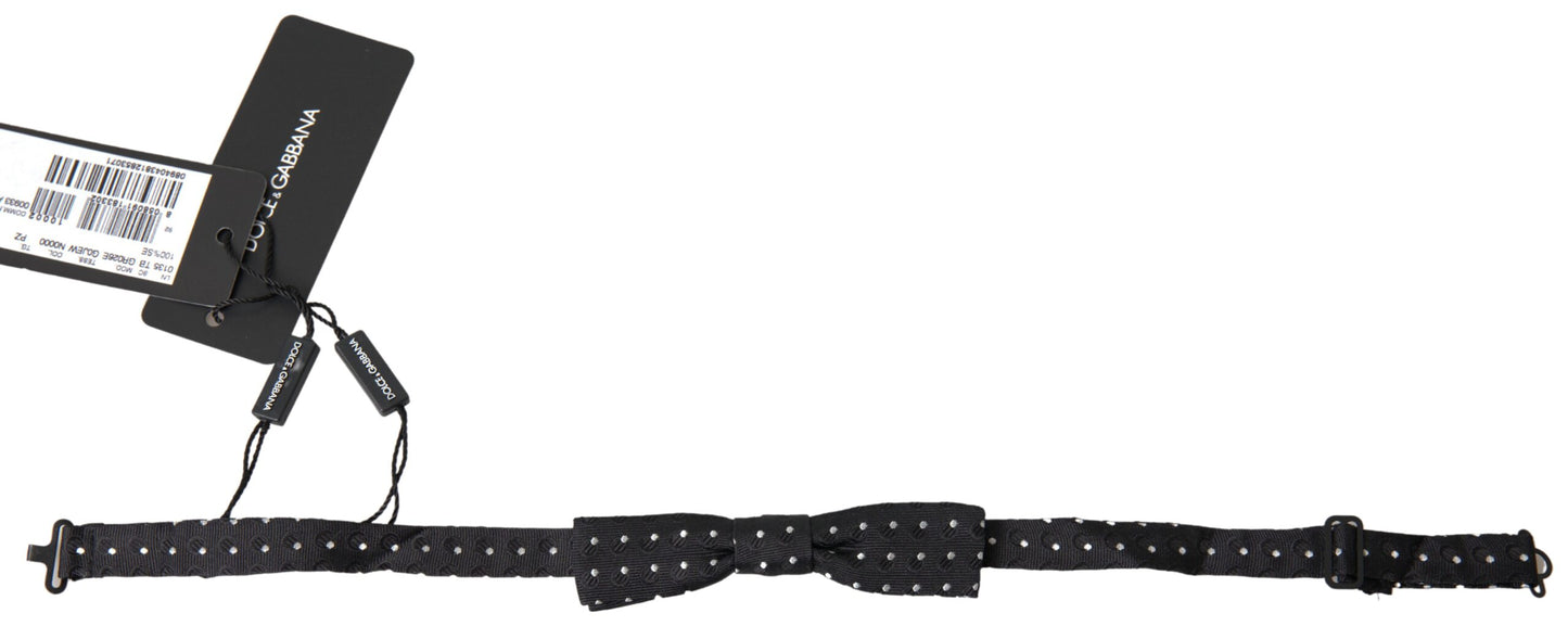 Dolce & Gabbana Black Polka Dot Silk Adjustable Men Neck Papillon Bow Tie Dolce & Gabbana