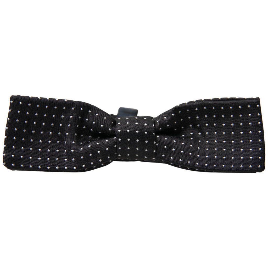 Dolce & Gabbana Black Polka Dot Silk Adjustable Men Neck Papillon Bow Tie
