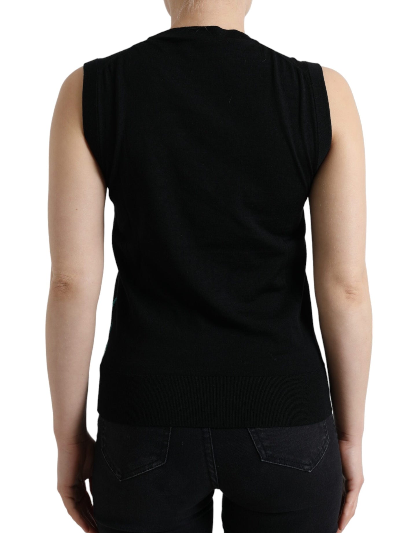 Dolce & Gabbana Black Bird Wool Knit Sleeveless Tank T-shirt Dolce & Gabbana