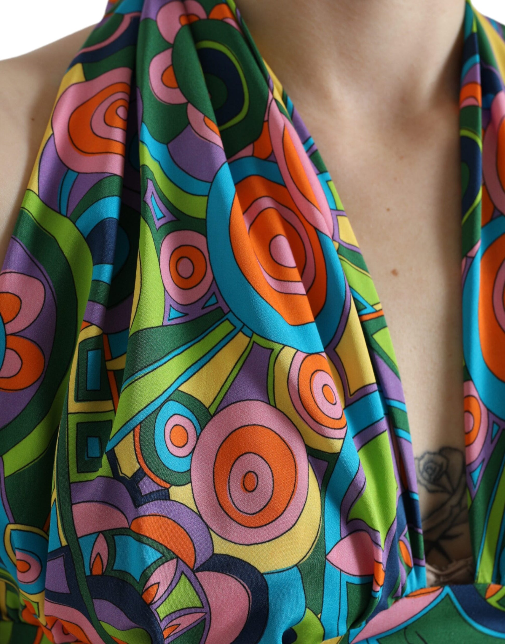 Dolce & Gabbana Multicolor Halter Sleeveless Cropped Tank Top Dolce & Gabbana