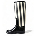 Dolce & Gabbana Black Rubber Knee High Flat Boots Shoes