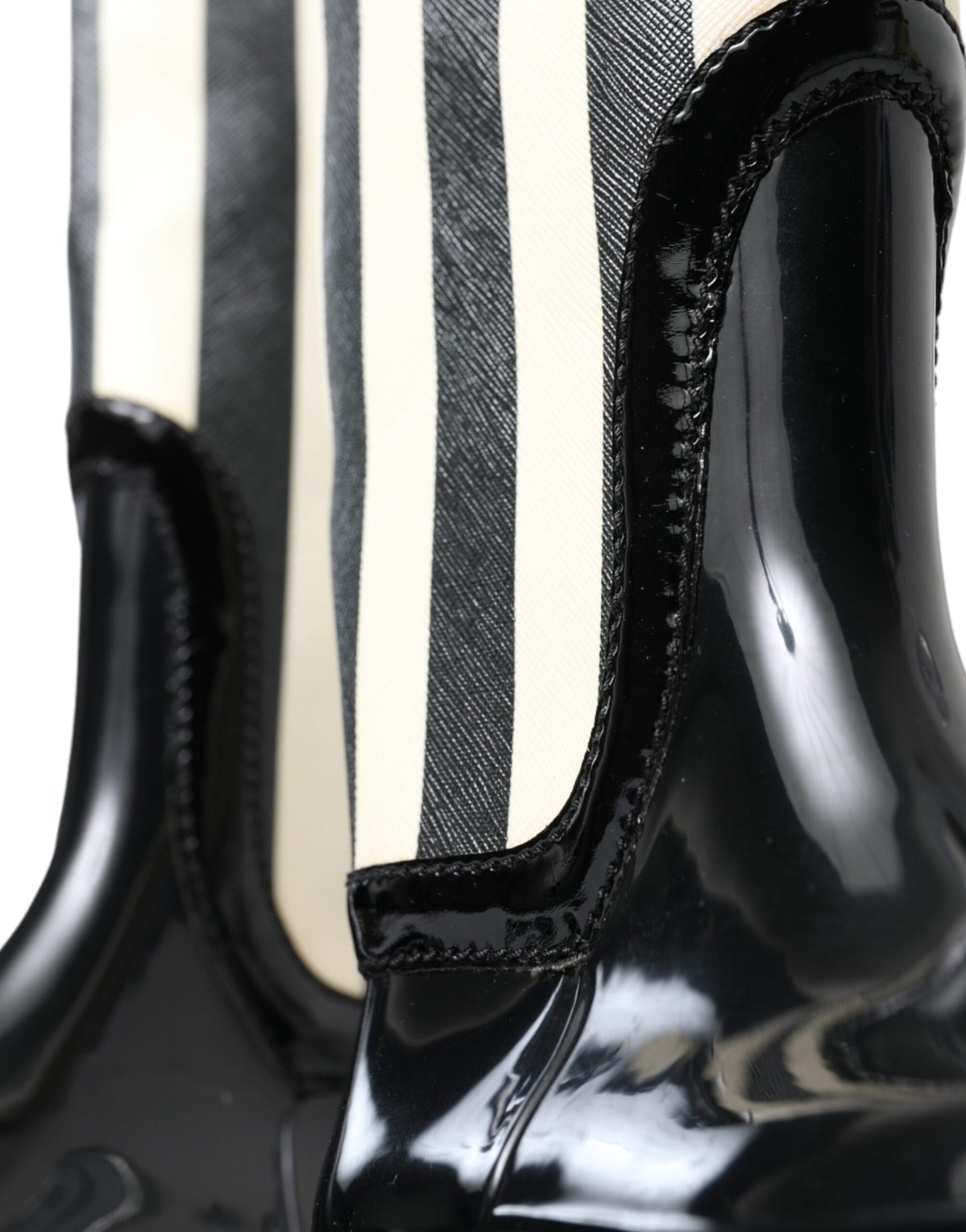 Dolce & Gabbana Black Rubber Knee High Flat Boots Shoes Dolce & Gabbana