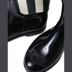 Dolce & Gabbana Black Rubber Knee High Flat Boots Shoes