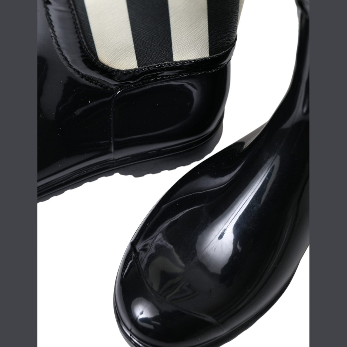 Dolce & Gabbana Black Rubber Knee High Flat Boots Shoes
