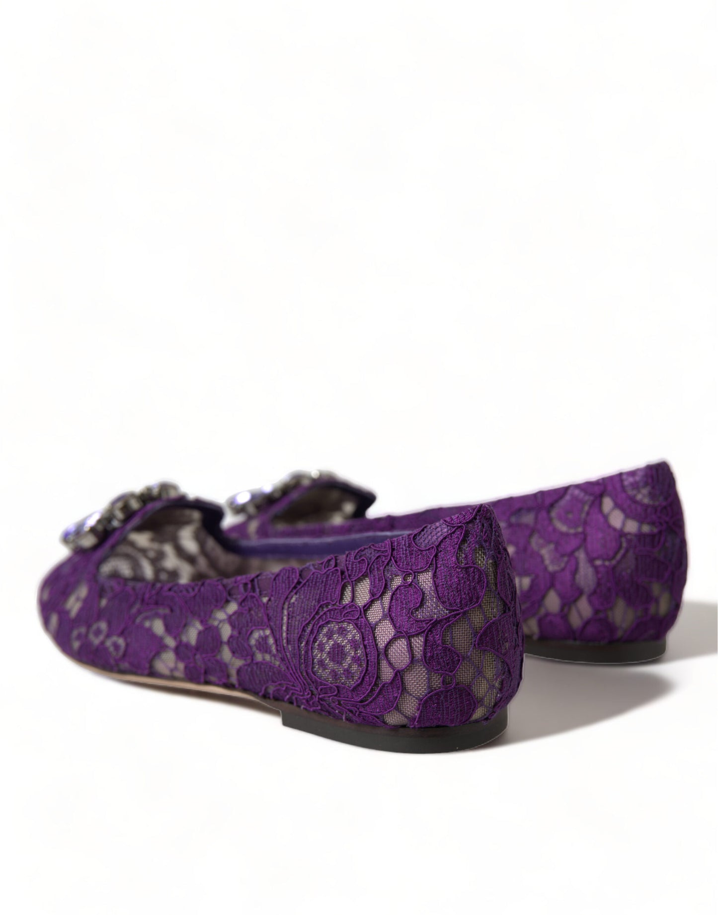 Dolce & Gabbana Purple Vally Taormina Lace Crystals Flats Shoes Dolce & Gabbana