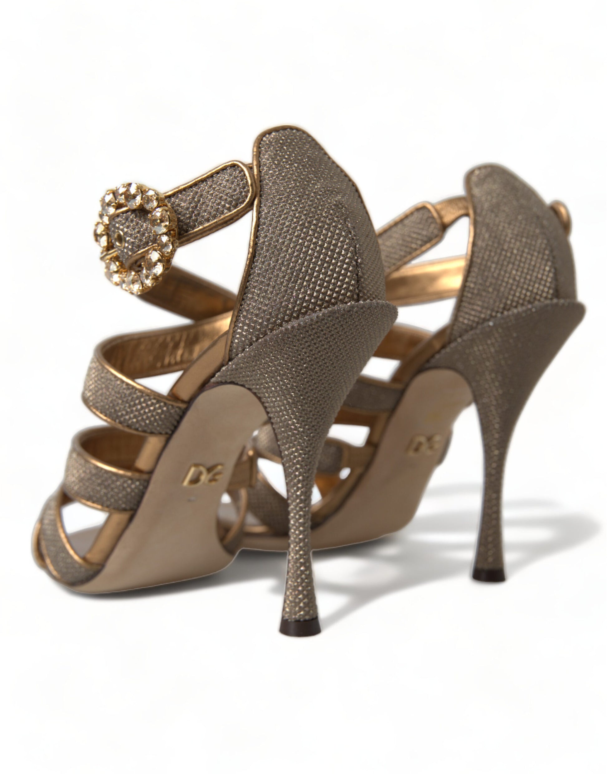 Dolce & Gabbana Bronze Crystal Strap Heels Sandals Shoes Dolce & Gabbana