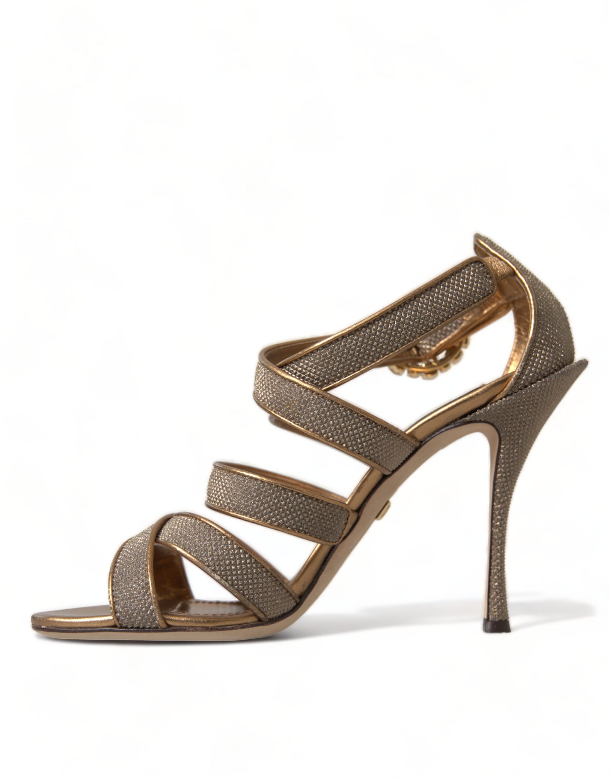Dolce & Gabbana Bronze Crystal Strap Heels Sandals Shoes Dolce & Gabbana