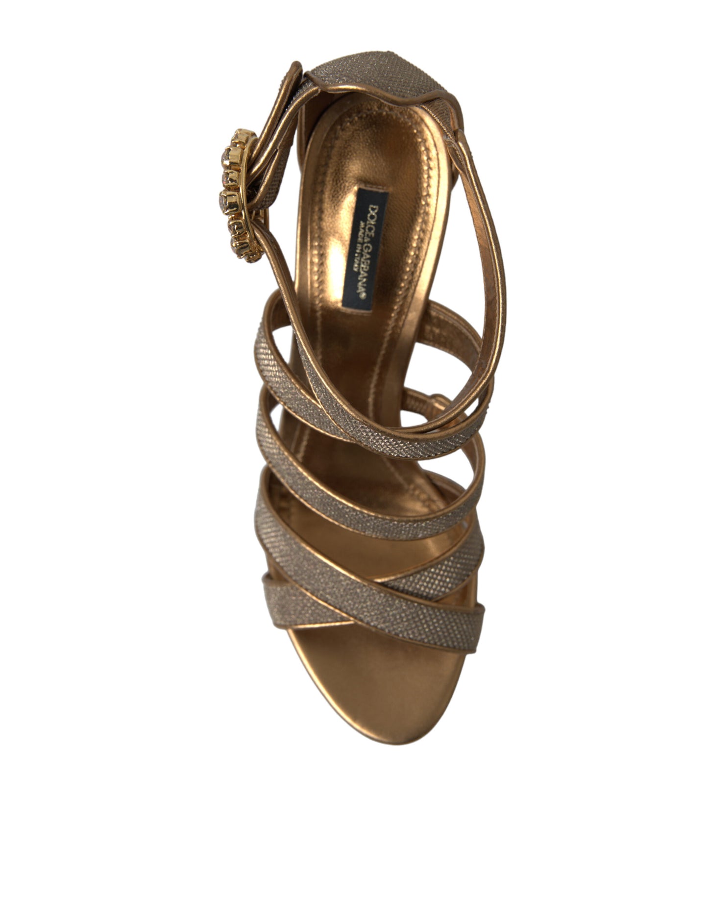 Dolce & Gabbana Bronze Crystal Strap Heels Sandals Shoes Dolce & Gabbana