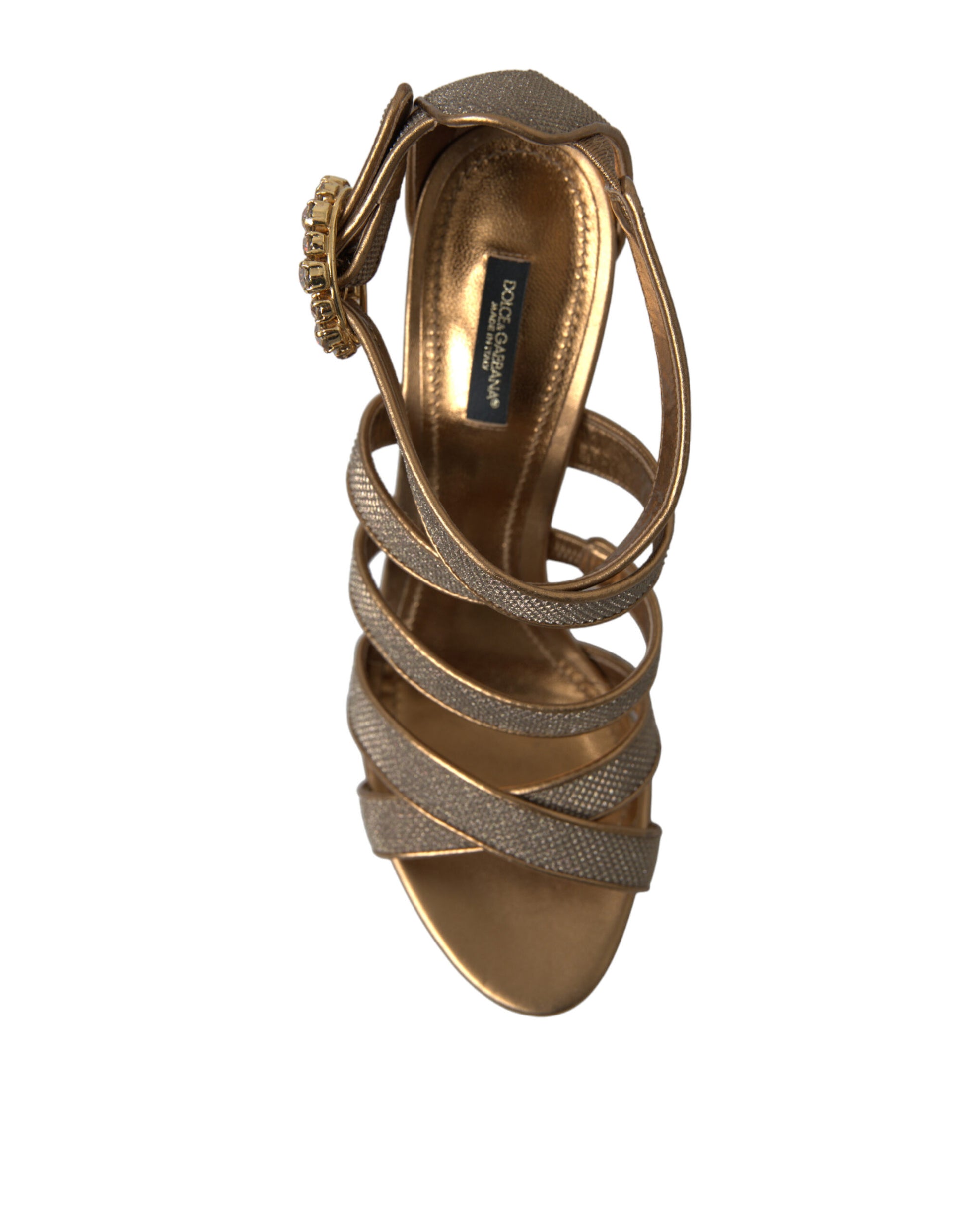 Dolce & Gabbana Bronze Crystal Strap Heels Sandals Shoes Dolce & Gabbana