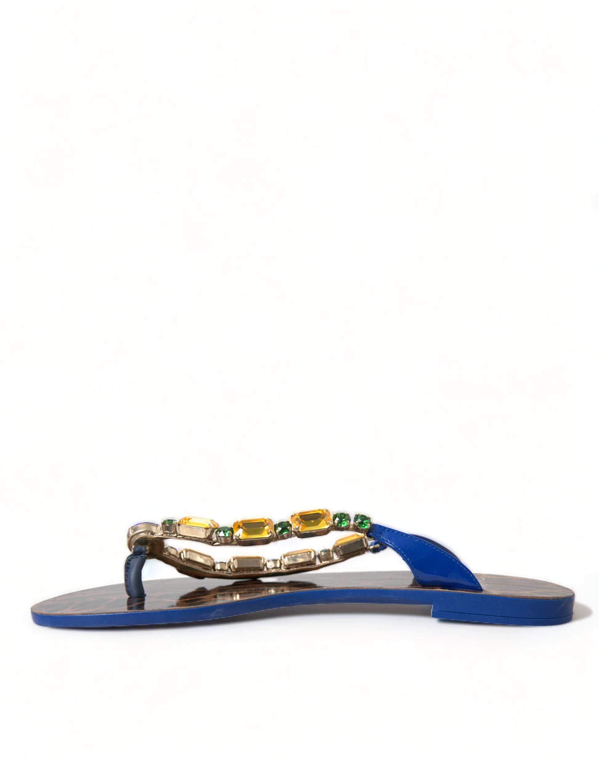 Dolce & Gabbana Blue Crystals Flats Sandals Beachwear Shoes Dolce & Gabbana