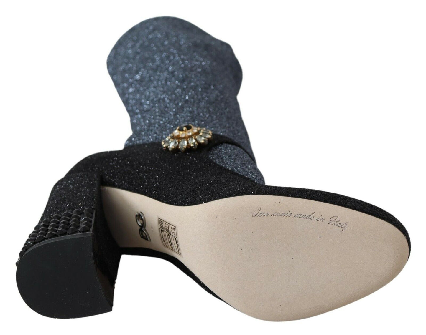 Dolce & Gabbana Black Crystal Mary Janes Booties Shoes Dolce & Gabbana