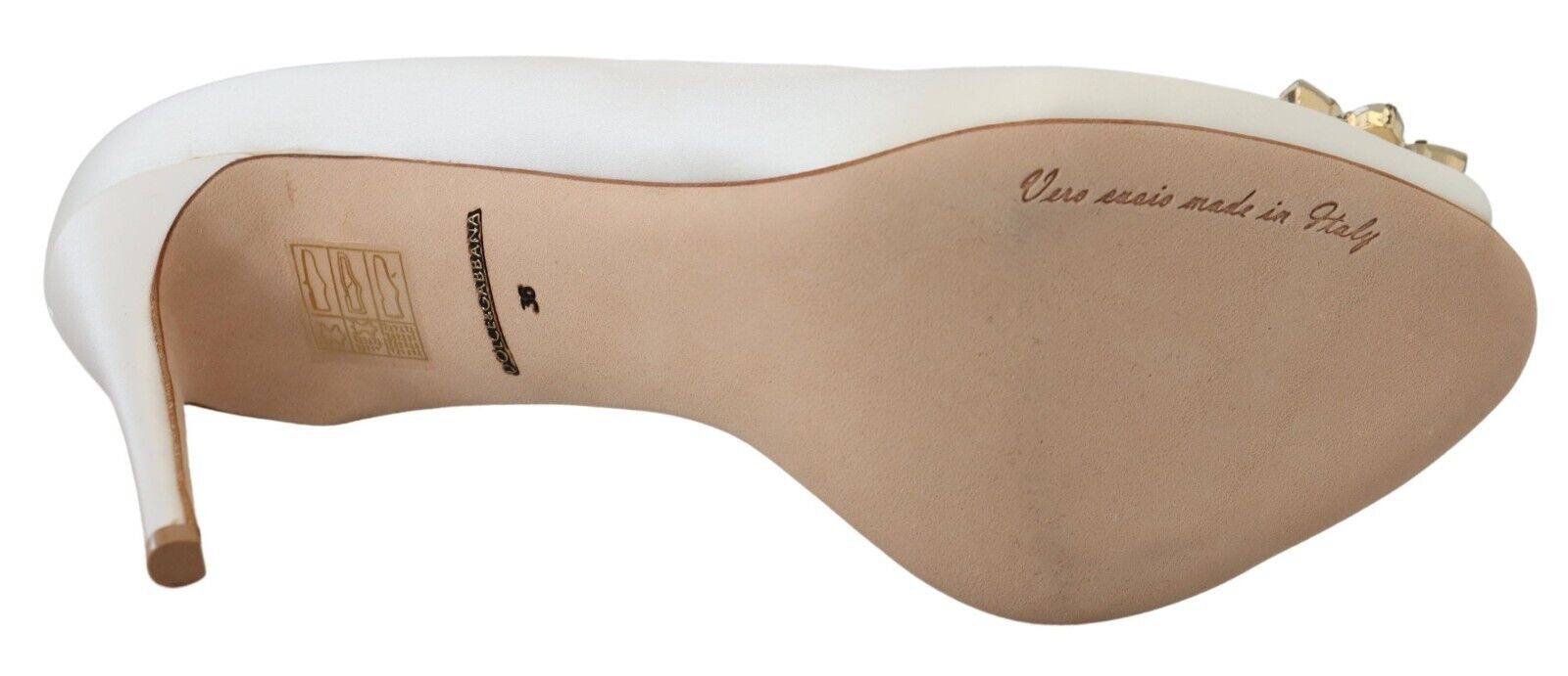 Dolce & Gabbana White Crystals Peep Toe Heel Satin Pumps Dolce & Gabbana