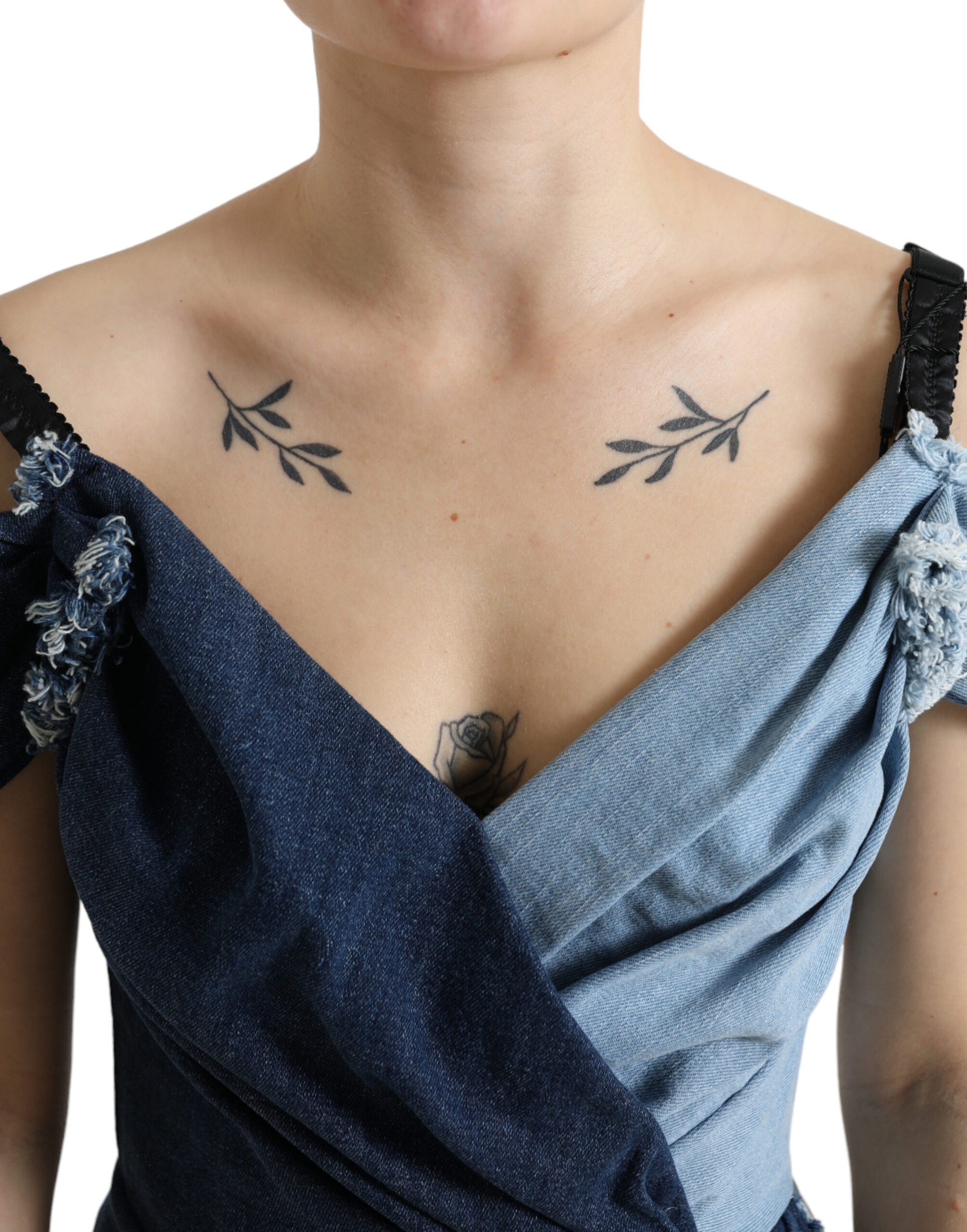 Dolce & Gabbana Blue Patchwork Two Tone Denim Mini Dress Dolce & Gabbana