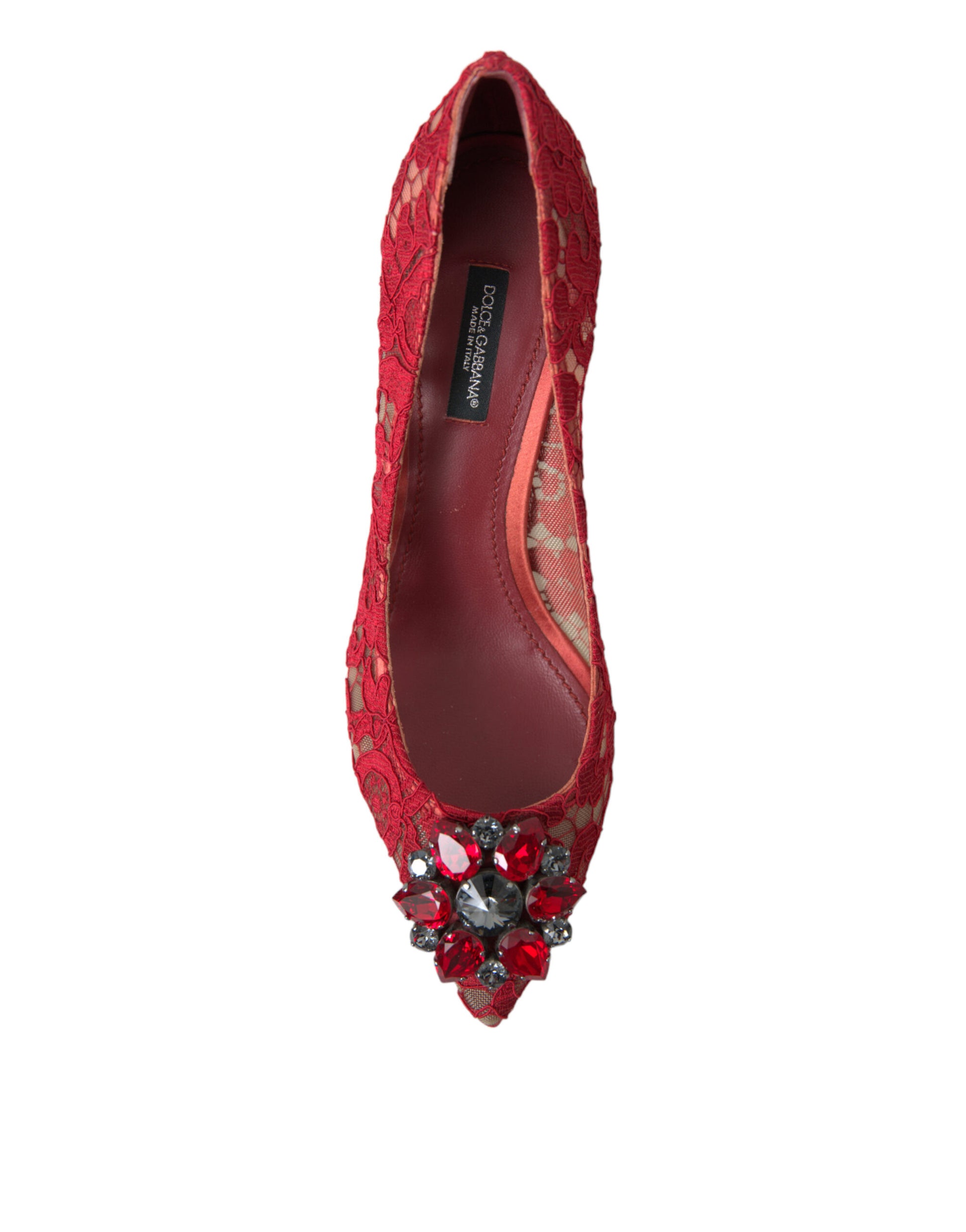 Dolce & Gabbana Red Taormina Lace Crystal Heels Pumps Shoes Dolce & Gabbana