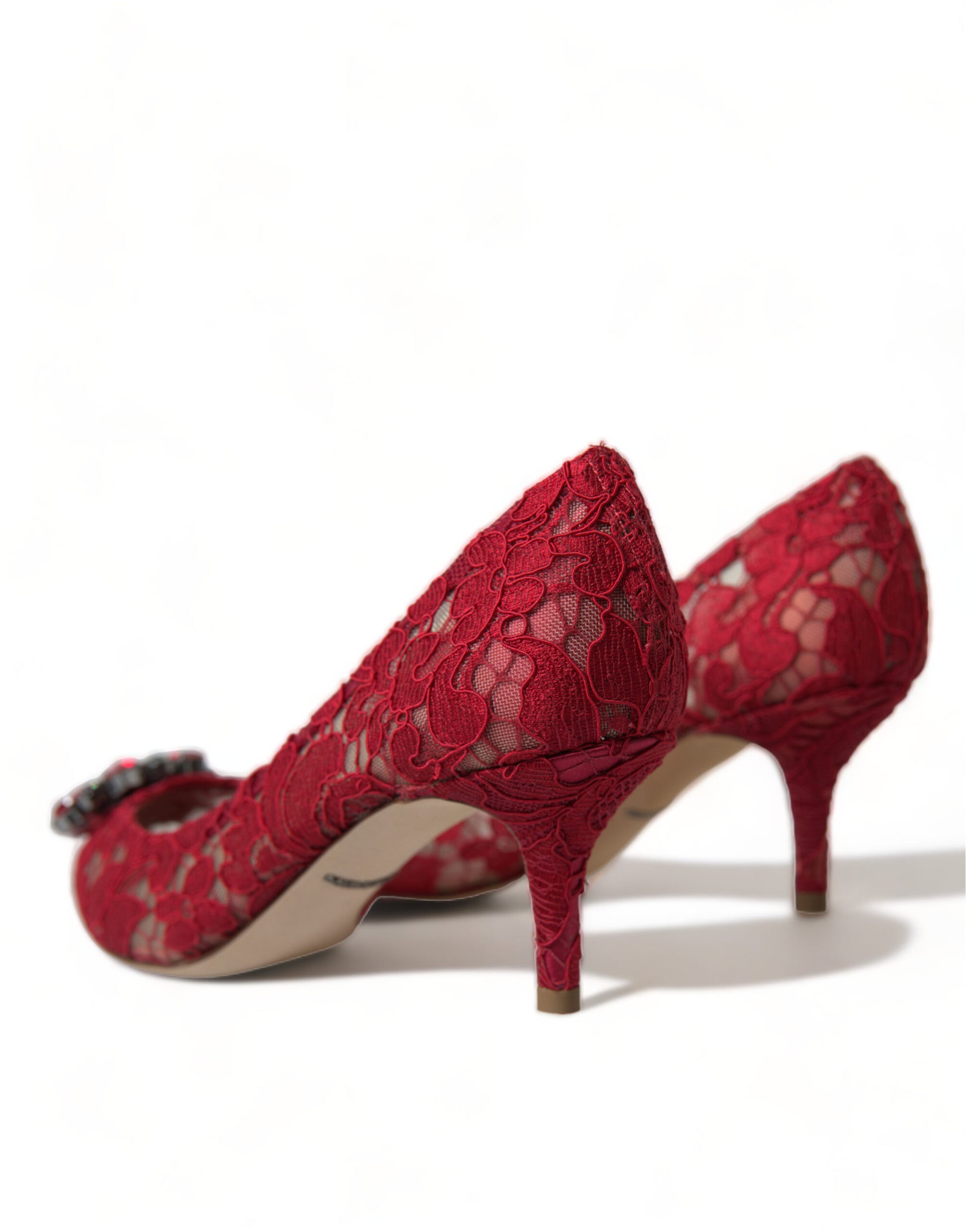 Dolce & Gabbana Red Taormina Lace Crystal Heels Pumps Shoes Dolce & Gabbana